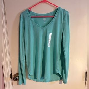 Authentic American Heritage Blue Long Sleeve V- Neck Blue/Green Shirt